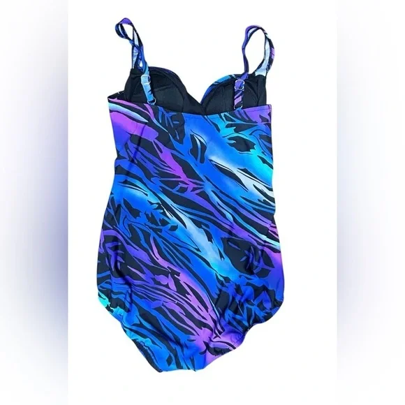 MIRACLESUIT Colorful Ruching Swim Suit Size 10 - Picture 4 of 9